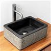VITRA Lavabo da appoggio 40x30 cm in marmo martellato nero e grigio - Artizan