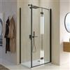 DEGHI Box doccia 65x90 cm a soffietto vetro anticalcare trasparente e profilo nero opaco 195h - Flexy
