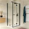 DEGHI Box doccia 70x90 cm a soffietto vetro anticalcare trasparente e profilo nero opaco 195h - Flexy