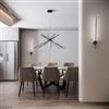 DEGHI Set lampada da soffitto 160 cm e 2 applique a luce naturale in alluminio nero goffrato