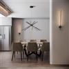 DEGHI Set lampada da soffitto 160 cm e 2 applique a luce calda in alluminio nero goffrato