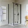 DEGHI Box doccia 80x100 cm a soffietto vetro anticalcare trasparente e profilo nero opaco 195h - Flexy