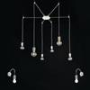 DEGHI Set lampada a sospensione a 6 luci e 2 applique con 24 deviatori inclusi in metallo bianco