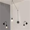DEGHI Set lampada a sospensione e 2 applique con 4 deviatori inclusi in metallo nero