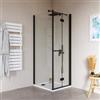 DEGHI Box doccia 85x75 cm a soffietto vetro anticalcare trasparente e profilo nero opaco 195h - Flexy