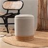 DEGHI Pouf contenitore 36 cm in tessuto tortora e base con base in bambù - Kimono