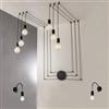 DEGHI Set lampada a sospensione a 6 luci e 2 applique con 24 deviatori inclusi in metallo nero