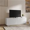 DEGHI Mobile porta tv 175x55h cm bianco opaco cannettato con 4 ante soft close - Ayla