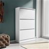 DEGHI Scarpiera 73x119 h cm in legno bianca con 3 ante a ribalta - Primado