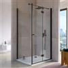 DEGHI Box doccia 95x100 cm a soffietto vetro anticalcare trasparente e profilo nero opaco 195h - Flexy