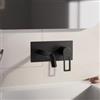 DEGHI Miscelatore lavabo a muro canna 20 cm con piastra nero opaco - Ketra