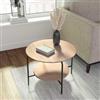 DEGHI Tavolino 60 cm in metallo nero e legno rovere - Breeze
