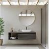 DEGHI Mobile bagno sospeso 140 cm rovere grigio con cassettone e specchio - Balik