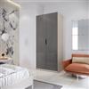 DEGHI Armadio battente 100x236h cm cashmere con 2 ante reversibili grigio titanio lucido - Ventur