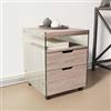 DEGHI Cassettiera con ruote 40 cm in legno rovere e vetro temperato - Metropolis