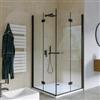 DEGHI Box doccia 100x100 cm doppio soffietto vetro anticalcare trasparente e profilo nero opaco 195h - Flexy
