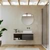 DEGHI Mobile bagno sospeso 110 cm rovere bianco con cassettone rovere grigio e specchio - Balik