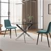 DEGHI Tavolo da pranzo rotondo 120 cm piano in vetro fumè 10 mm e gambe incrociate cromo - Noel