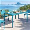 DEGHI Tavolo da esterno 150x80 cm in metallo con top a doghe in polipropilene blu maldive - Blane