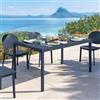 DEGHI Tavolo da esterno 150x80 cm in metallo con top a doghe in polipropilene blu oceano - Blane