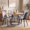 DEGHI Set 4 sedie in velluto a coste grigio e antracite con gambe in metallo nere - Finesse Velvet