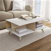 DEGHI Tavolino 90x60 cm in effetto rovere e bianco con scomparti portaoggetti - Cortery