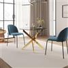 DEGHI Tavolo da pranzo rotondo 100 cm piano in vetro fumè 10 mm e gambe incrociate oro - Noel