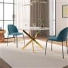 DEGHI Tavolo da pranzo rotondo 100 cm piano in vetro effetto marmo bianco lucido 10 mm e gambe incrociate oro - Noel
