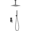 DEGHI Set incasso doccia con soffione a soffitto in acciaio inox e doccino nero opaco - Gamla