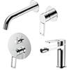 DEGHI Set miscelatore lavabo a muro canna 20 cm e bidet con incasso doccia con deviatore cromo - Ketra