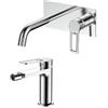 DEGHI Set miscelatore lavabo a muro canna 20 cm con piastra e bidet cromo - Ketra