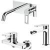 DEGHI Set miscelatore lavabo a muro canna 20 cm con piastra e bidet con esterno doccia cromo - Ketra