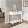 DEGHI Consolle 80x73h cm in acciaio bianco e top rovere con 2 cassetti - Sheryl