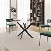 DEGHI Tavolo 160x90 cm piano in vetro trasparente 10 mm e gambe incrociate nere - Noel