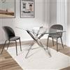 DEGHI Tavolo 160x90 cm piano in vetro trasparente 10 mm e gambe incrociate cromo - Noel