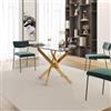 DEGHI Tavolo 160x90 cm piano in vetro fumè 10 mm e gambe incrociate oro - Noel