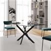 DEGHI Tavolo 160x90 cm piano in vetro fumè 10 mm e gambe incrociate nere - Noel