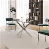DEGHI Tavolo 160x90 cm piano in vetro fumè 10 mm e gambe incrociate cromo - Noel