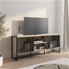 DEGHI Mobile porta tv 155x36 cm in acciaio nero e rovere con ante scorrevoli - Sheryl