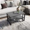 DEGHI Tavolino 81x50 cm in acciaio nero e antracite con ripiano - Sheryl