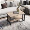 DEGHI Tavolino 81x50 cm in acciaio nero e rovere con ripiano - Sheryl