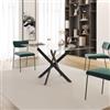 DEGHI Tavolo 150x80 cm piano in vetro trasparente 10 mm e gambe incrociate nere - Noel