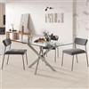 DEGHI Tavolo 150x80 cm piano in vetro trasparente 10 mm e gambe incrociate cromo - Noel