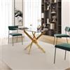 DEGHI Tavolo 150x80 cm piano in vetro fumè 10 mm e gambe incrociate oro - Noel