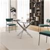DEGHI Tavolo 150x80 cm piano in vetro fumè 10 mm e gambe incrociate cromo - Noel