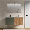 DEGHI Mobile bagno sospeso 120 cm verde cemento e rovere gold con lavabo e specchio - Neko