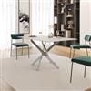DEGHI Tavolo 150x80 cm piano in ceramica bianco 12 mm e gambe incrociate cromo - Noel