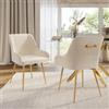 DEGHI Set 2 sedie in velluto crema con dettagli e gambe oro - Artal