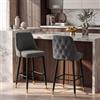 DEGHI Set 2 sgabelli in tessuto grigio scuro con gambe nere e oro - Genny