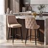 DEGHI Set 2 sgabelli in tessuto sabbia con gambe nere e oro - Genny